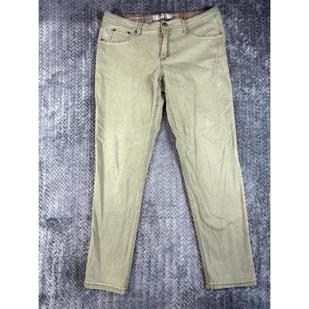 17/21 Exclusive Denim Jeans Womens 14 Green Stretch‎ Streetwear Straight Leg